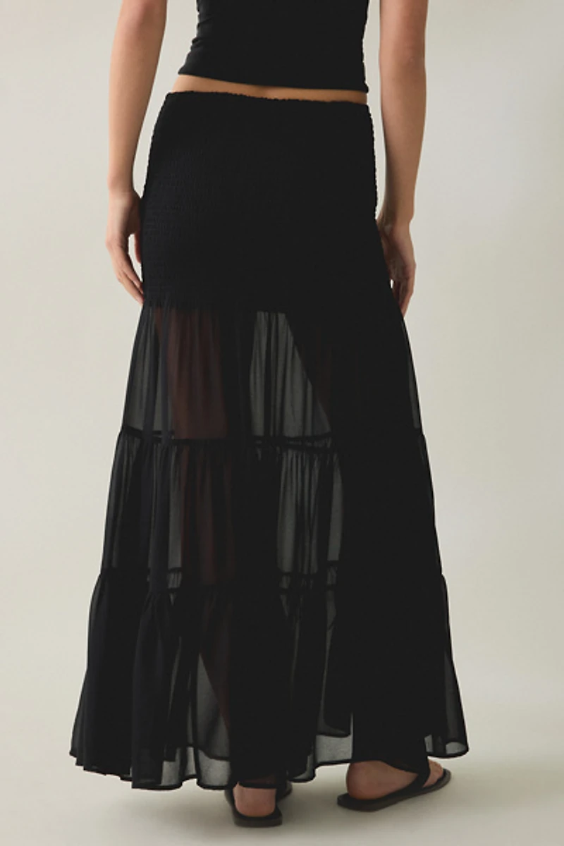 Steve Madden Lisabel Sheer Tiered Maxi Skirt