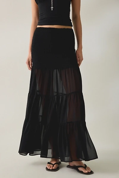 Steve Madden Lisabel Sheer Tiered Maxi Skirt