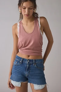 ReMADE By UO Gummy Denim Low-Rise Shorts