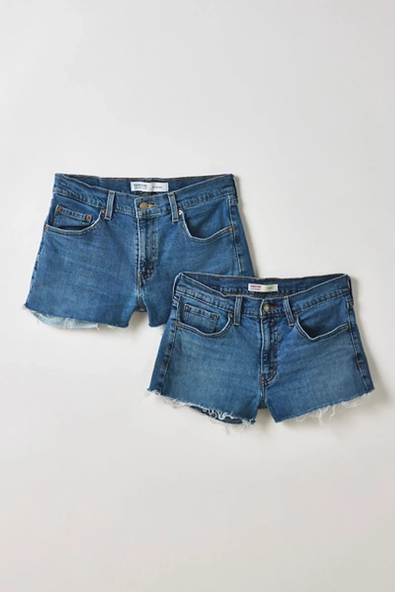 ReMADE By UO Gummy Denim Low-Rise Shorts