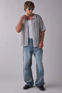 925 Originals Kurt Crochet Button-Down Polo Sweater