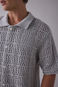 925 Originals Kurt Crochet Button-Down Polo Sweater
