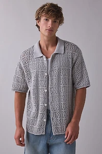 925 Originals Kurt Crochet Button-Down Polo Sweater