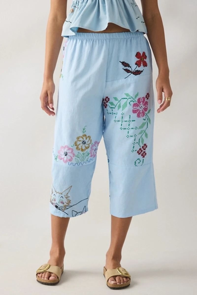 ReMADE By UO Remnants Patchwork Hand Embroidered 2-Piece Set