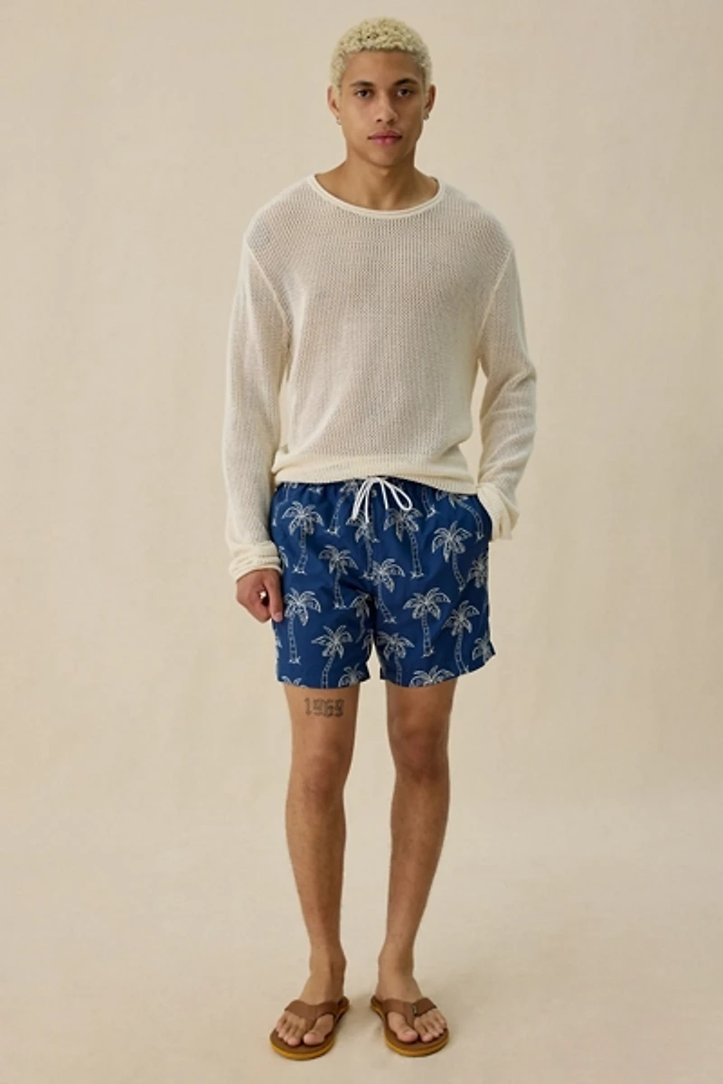 Sano Palm Tree Embroidery 6.5” Swim Trunks