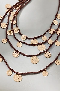 Positano Coin Corded Layered Bib Necklace