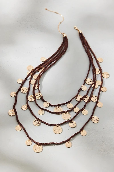 Positano Coin Corded Layered Bib Necklace