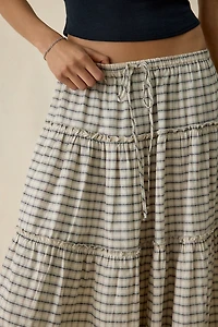 BDG Sophie Plaid Tiered Cotton Maxi Skirt