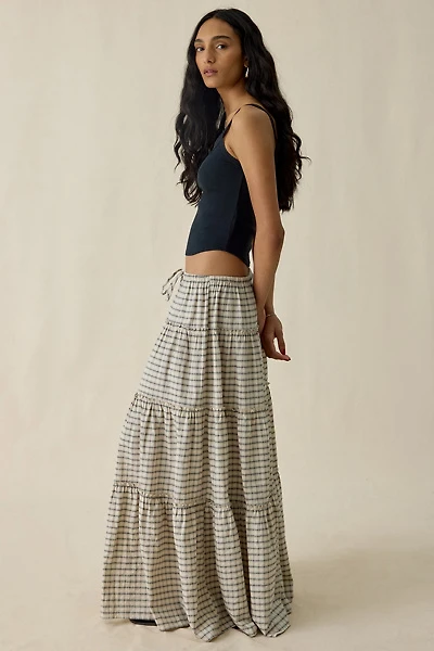 BDG Sophie Plaid Tiered Cotton Maxi Skirt