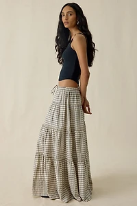 BDG Sophie Plaid Tiered Cotton Maxi Skirt