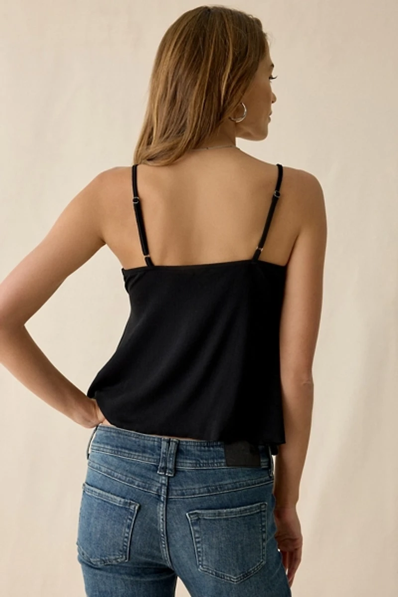 Kimchi Blue Rosie Pointelle Split-Front Flyaway Cami