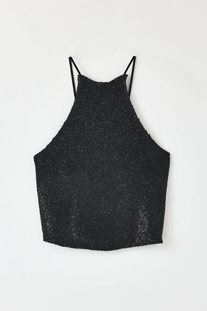 Kimchi Blue Seashore Shimmer Knit Halter Neck Top