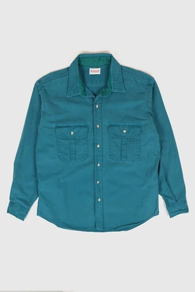 Vintage Green Flannel Button-Down Shirt