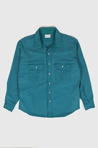 Vintage Green Flannel Button-Down Shirt