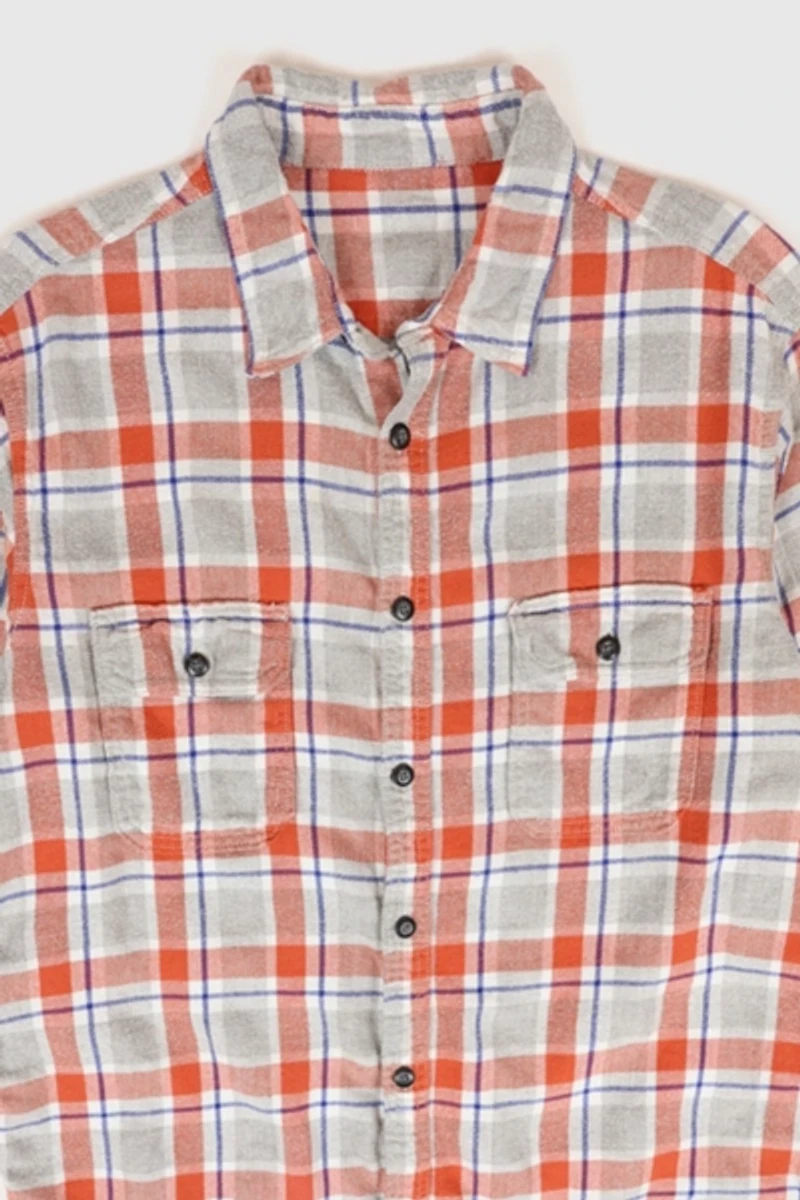 Vintage Grey Plaid Flannel Button-Down Shirt