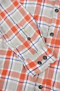 Vintage Grey Plaid Flannel Button-Down Shirt