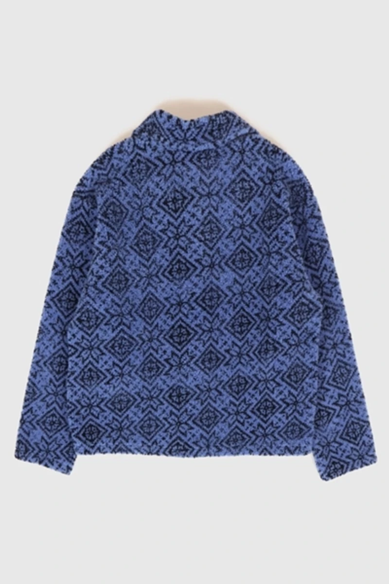Vintage Blue Pattern Fleece Jacket