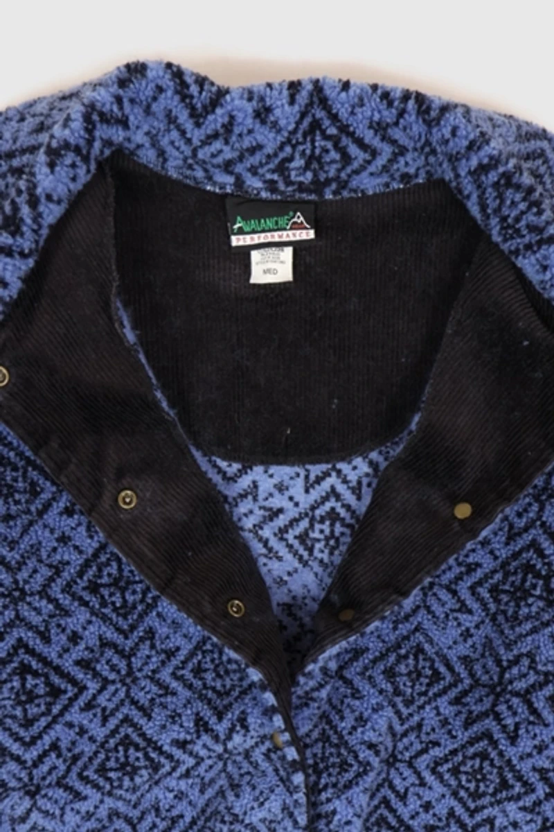 Vintage Blue Pattern Fleece Jacket