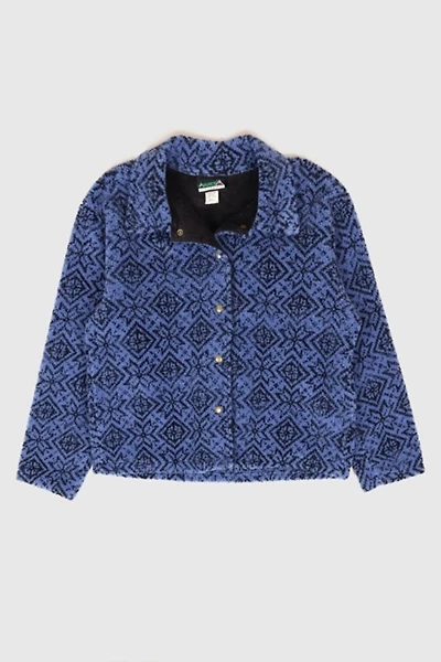 Vintage Blue Pattern Fleece Jacket
