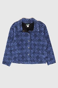 Vintage Blue Pattern Fleece Jacket
