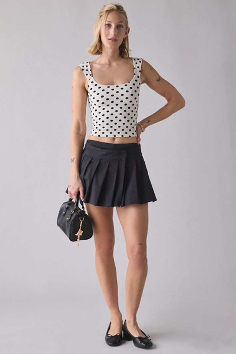UO Pretty Pleats Wrap V-Waist Mini Skort