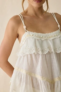 Kimchi Blue Evie Shell Embellished Lace Trim Babydoll Cami