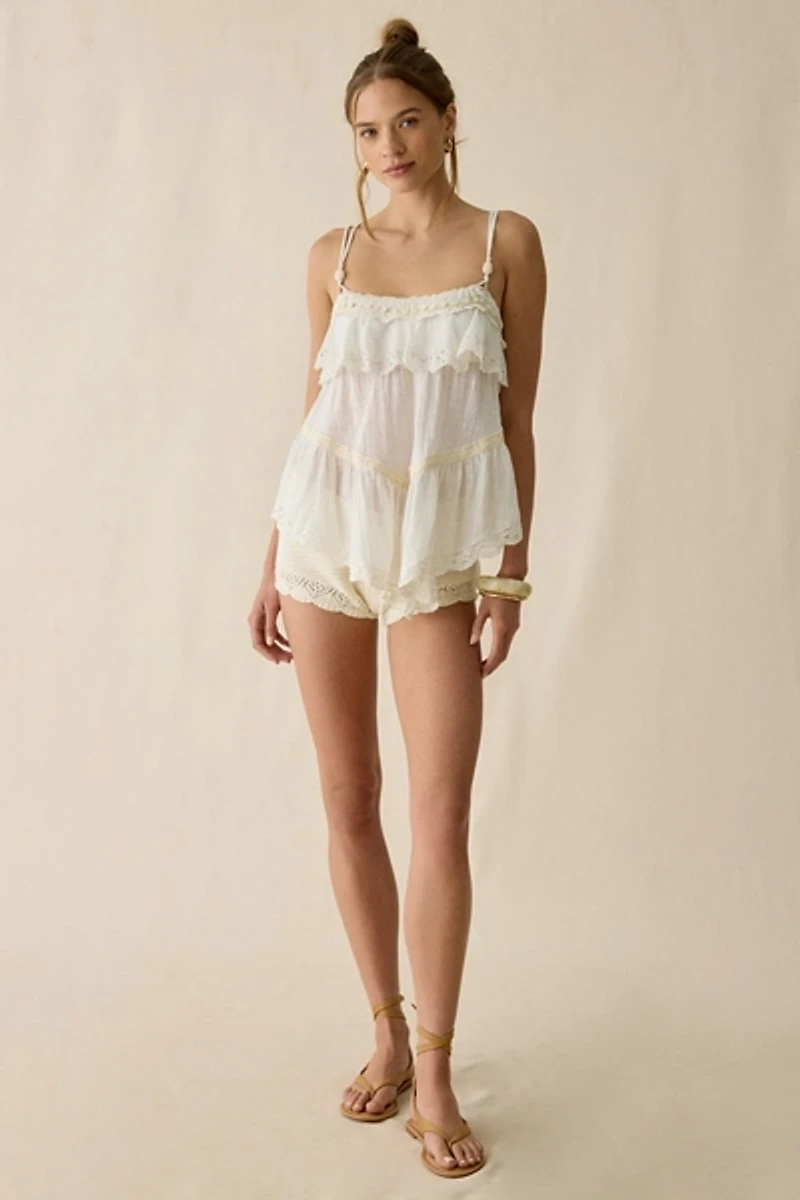 Kimchi Blue Evie Shell Embellished Lace Trim Babydoll Cami