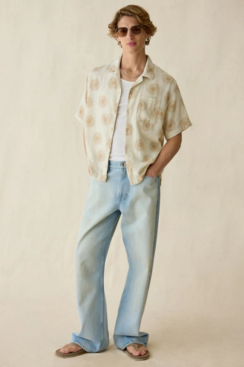 UO Summer Pattern Camp Collar Short Sleeve Shirt