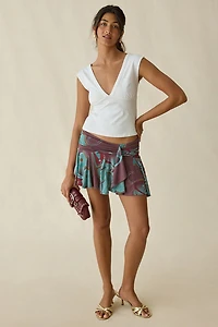 UO Surf And Sand Asymmetric Ruffle Mini Skirt