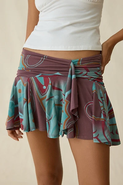 UO Surf And Sand Asymmetric Ruffle Mini Skirt