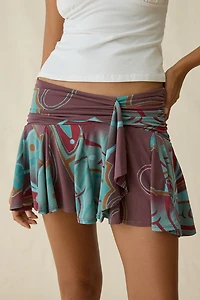 UO Surf And Sand Asymmetric Ruffle Mini Skirt