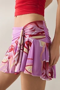 UO Surf And Sand Asymmetric Ruffle Mini Skirt