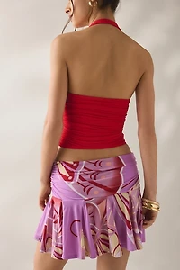 UO Surf And Sand Asymmetric Ruffle Mini Skirt