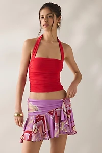 UO Surf And Sand Asymmetric Ruffle Mini Skirt
