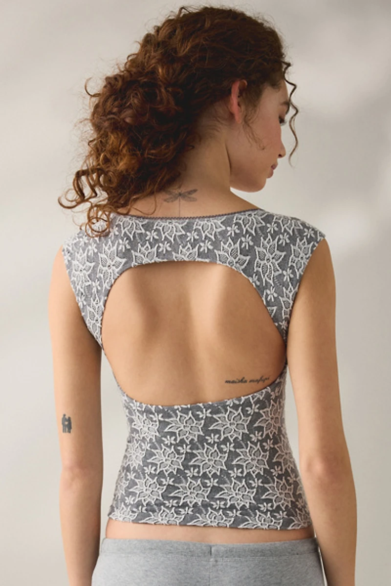 Out From Under Romy Jacquard Seamless Cap Sleeve Top