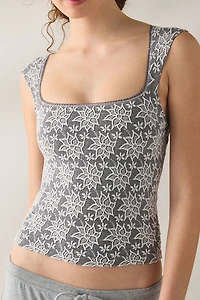 Out From Under Romy Jacquard Seamless Cap Sleeve Top