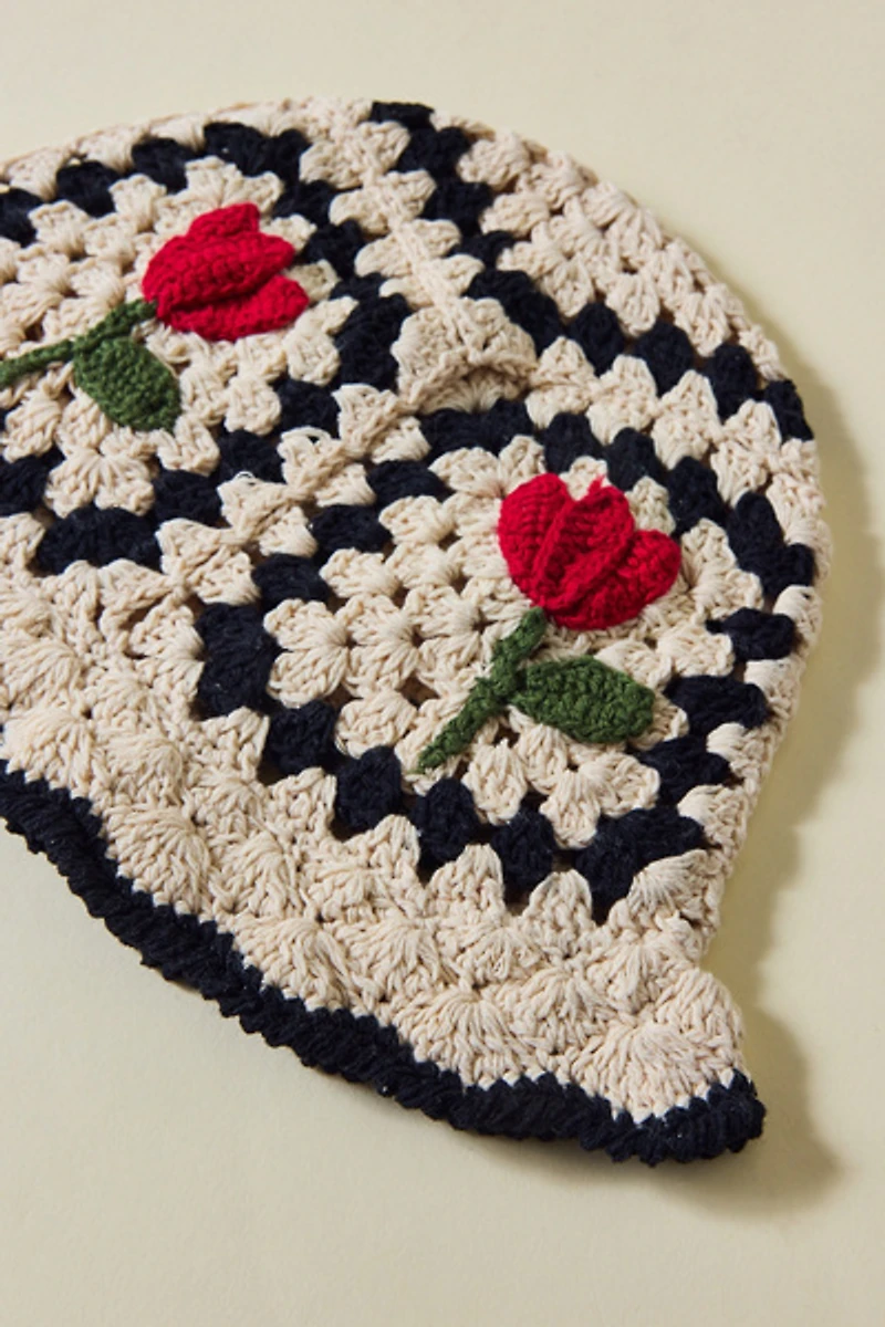 UO Tulip Granny Square Crochet Bucket Hat