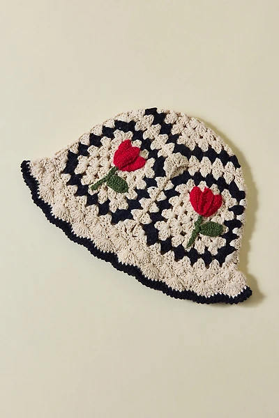 UO Tulip Granny Square Crochet Bucket Hat