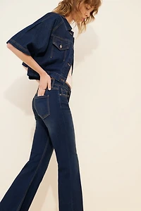 JUST BLACK DENIM Low-Rise Thicker Stitch Bootcut Jeans