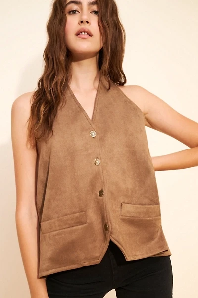 Lioness Hills Halter Vegan Suede Top