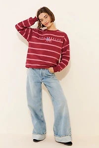 Daisy Street Multi Stripe LA Embroidered Sweatshirt