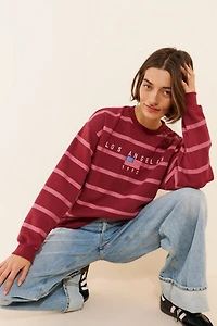 Daisy Street Multi Stripe LA Embroidered Sweatshirt