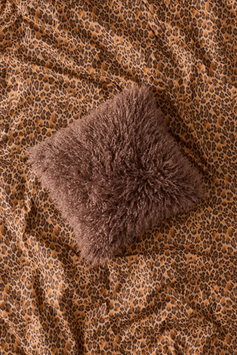 Dakota Shaggy Faux Fur Jacquard Throw Pillow