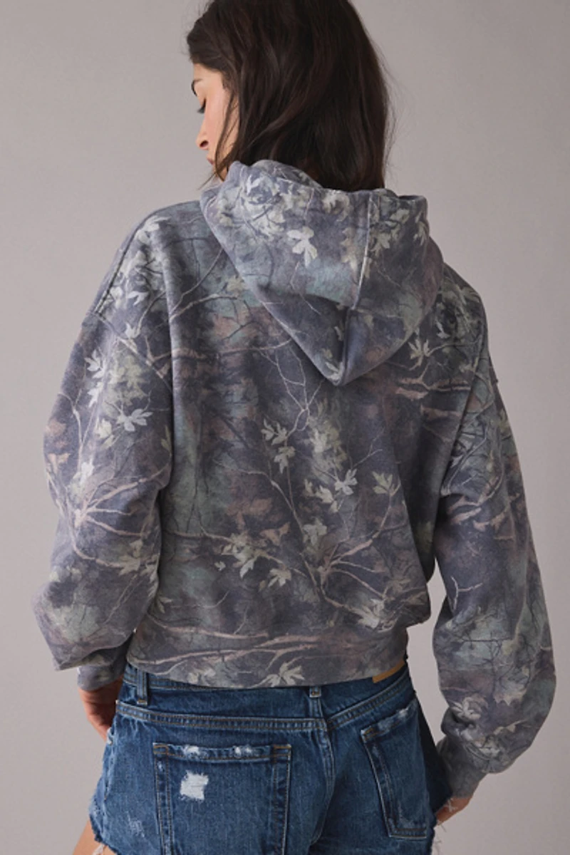 BDG Juniper Leafy Camo Zip-Up Hoodie Sweatshirt