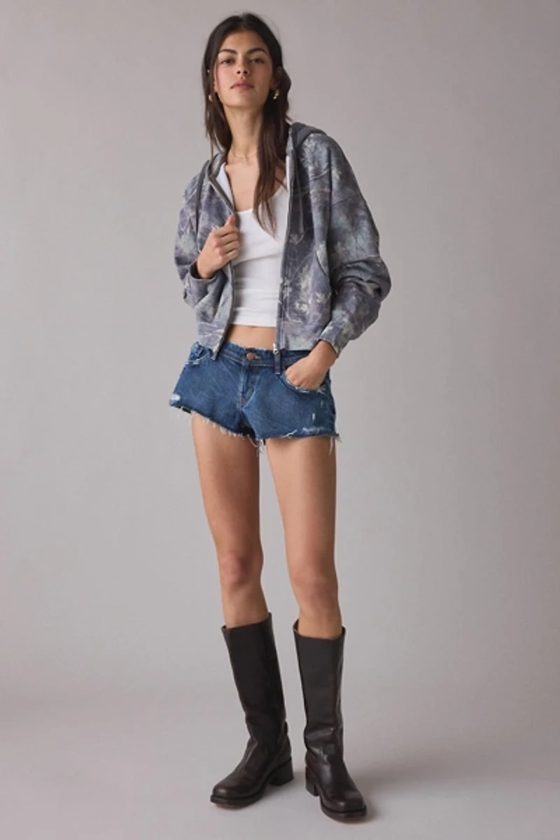 BDG Juniper Leafy Camo Zip-Up Hoodie Sweatshirt