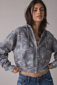 BDG Juniper Leafy Camo Zip-Up Hoodie Sweatshirt
