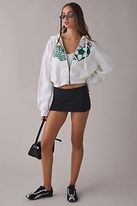 BDG Delaney Goal Rush Graphic Cropped Zip-Up Hoodie Sweatshirt