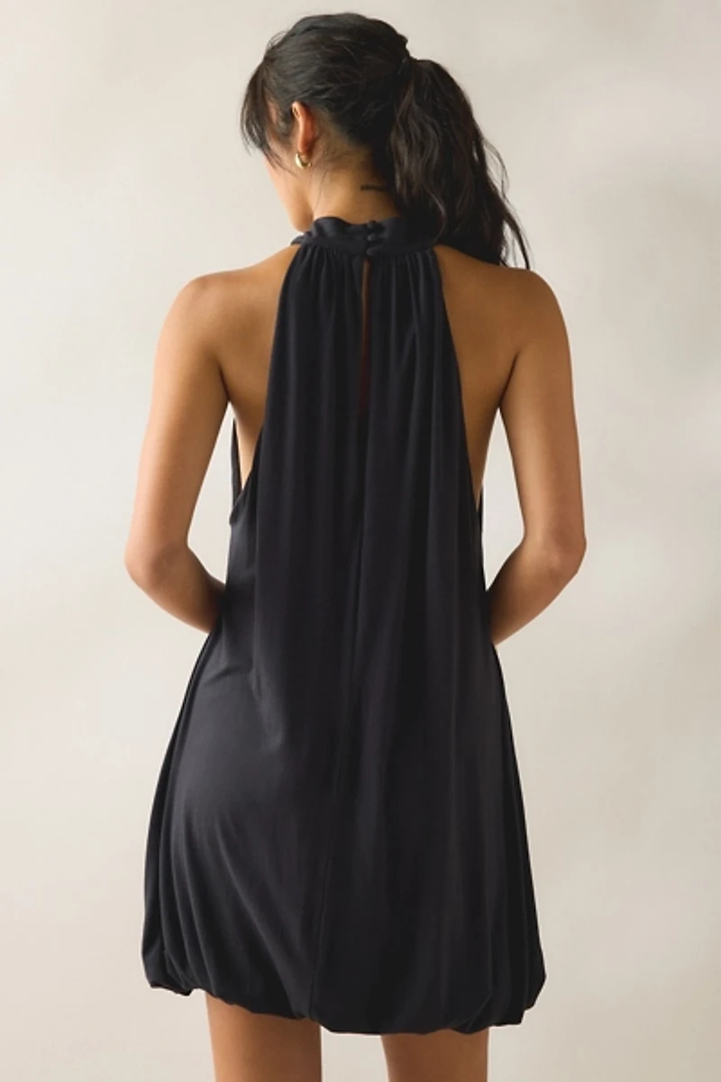 UO High Neck Halter Bubble Mini Dress
