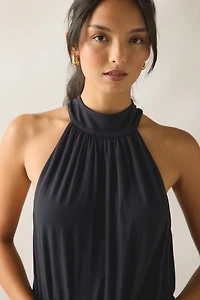 UO High Neck Halter Bubble Mini Dress