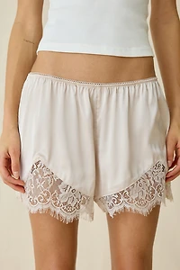 Out From Under Slip Away Lace Trim Satin Short